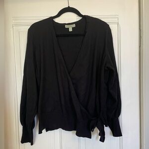 Ryegrass Wrap Sweater, black, size 2X